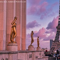 Buy canvas prints of  Golden Statues and the Eiffel Tower, Esplanade du Trocadero, Paris. by Navin Mistry