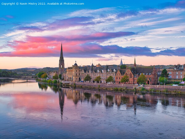 A view of Perth and the River Tay in the early morning light  Picture Board by Navin Mistry
