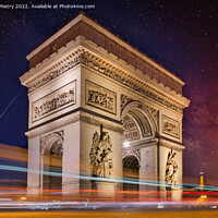 Buy canvas prints of A night time view of the Arc de Triomphe, Paris by Navin Mistry