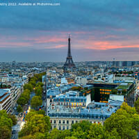 Buy canvas prints of Paris skyline at dusk looking towards the Eiffel T by Navin Mistry