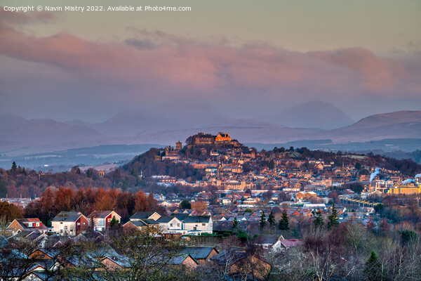 View of Stirling at sunrise  Picture Board by Navin Mistry