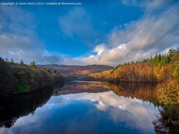 Loch Faskally Reflections Picture Board by Navin Mistry