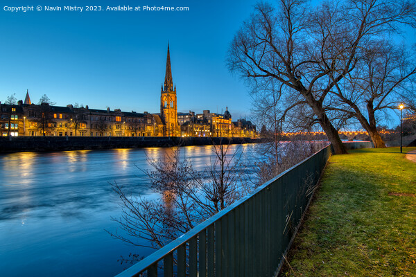 A view of Perth and the River Tay at Dusk Picture Board by Navin Mistry