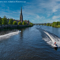 Buy canvas prints of Jet Skiers on the River Tay, Perth by Navin Mistry