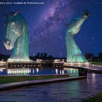 Buy canvas prints of The Kelpies by Starlight  by Navin Mistry