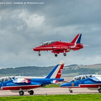 Buy canvas prints of The Red Arrows and Patrouille de France by Navin Mistry