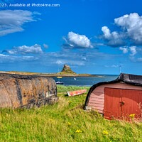 Buy canvas prints of Fishermans Sheds on Lindisfarne Island by Navin Mistry