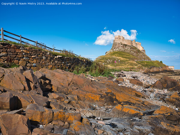 Lindisfarne Castle seen from the shore line Picture Board by Navin Mistry