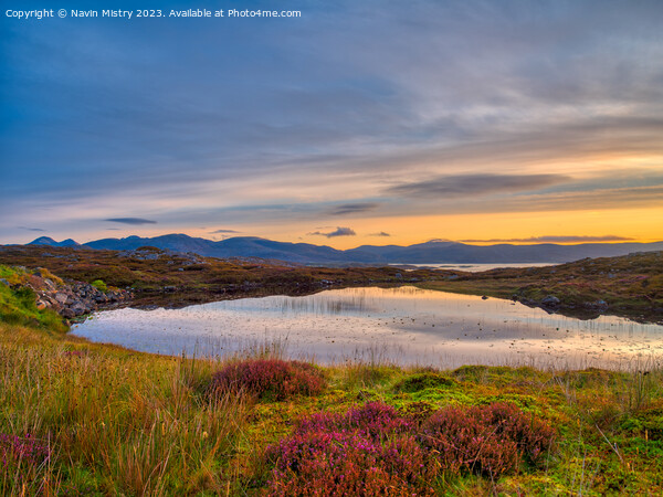 Sunrise over a Lochan, Isle of Harris Picture Board by Navin Mistry