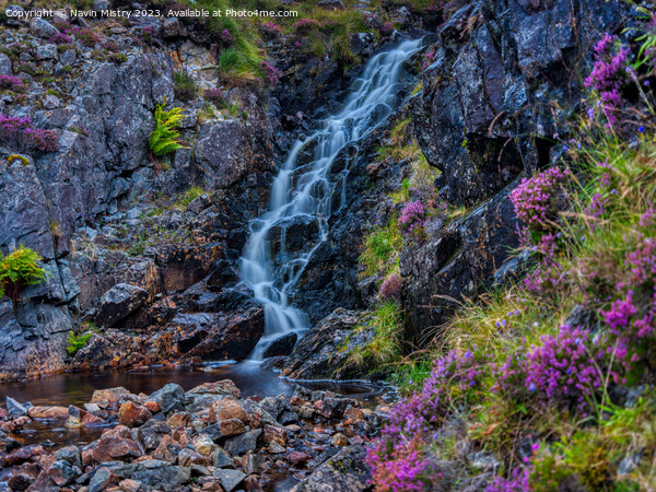 A Waterfall and Heather Picture Board by Navin Mistry