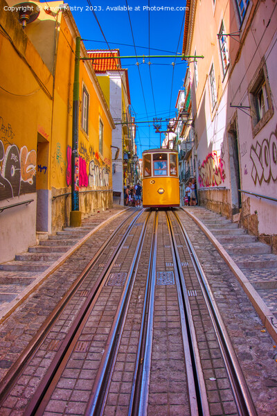 Lisbon Portugal Tramway Network Picture Board by Navin Mistry