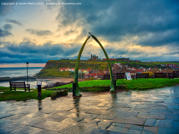 Whitby Whale Bone Arch Picture Board by Navin Mistry