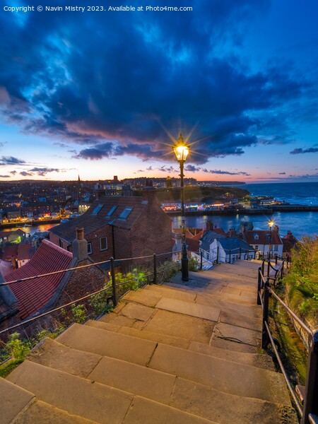 Night at the Whitby 199 Steps   Picture Board by Navin Mistry
