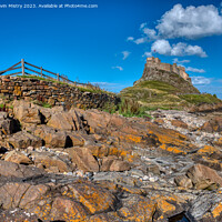 Buy canvas prints of Lindisfarne Castle and Blue Skies by Navin Mistry