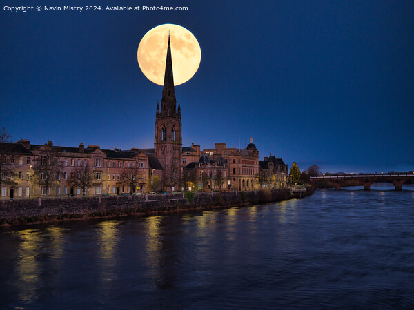 Super Moon Over Perth Picture Board by Navin Mistry
