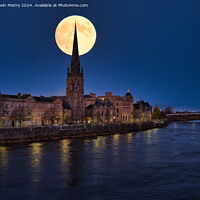 Buy canvas prints of Super Moon Over Perth by Navin Mistry