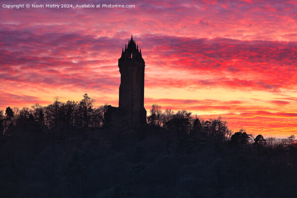 Sunset and the National Wallace Monument Picture Board by Navin Mistry