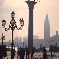 Buy canvas prints of Venice and St. Mark's column at Dawn by Navin Mistry