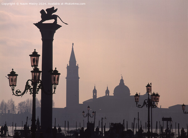 Venice and St. Mark's column at Dawn Picture Board by Navin Mistry