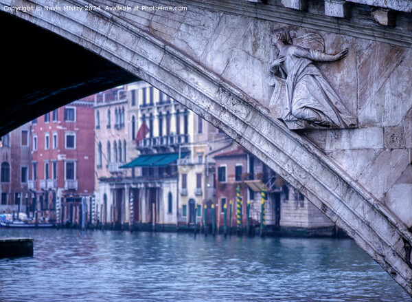 A view of the detail on the Rialto Bride, Venice,  Picture Board by Navin Mistry