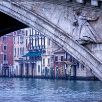 Buy canvas prints of A view of the detail on the Rialto Bride, Venice,  by Navin Mistry