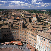 Buy canvas prints of A view over the roof tops of Siena, Italy by Navin Mistry