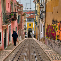 Buy canvas prints of Ascensor da Bica, Barrio Alto, Lisbon, Portugal  by Navin Mistry