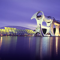 Buy canvas prints of The Falkirk Wheel seen at dusk  by Navin Mistry
