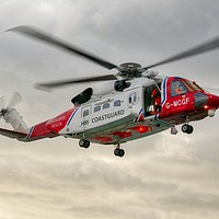 Buy canvas prints of UK Coastguard Helicopter Sikorsky S-92  by Navin Mistry
