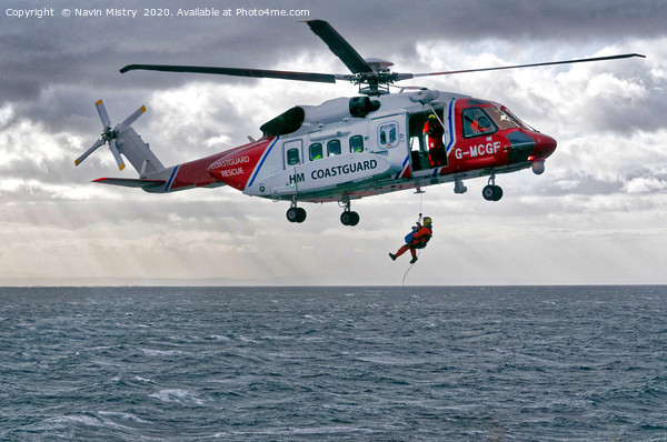 UK Coastguard Sikorski S-92 Picture Board by Navin Mistry