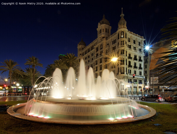 A fountain lit up at night, Alicante, Spain Picture Board by Navin Mistry