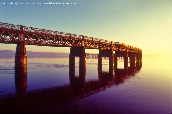 Tay Rail Bridge at Sunset Picture Board by Navin Mistry