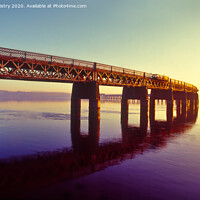 Buy canvas prints of Tay Rail Bridge at Sunset by Navin Mistry