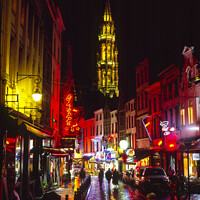 Buy canvas prints of A street of Brussels at night by Navin Mistry