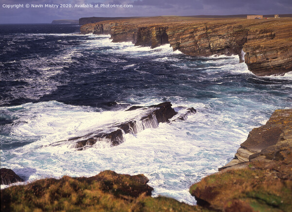 Birsay Bay, Orkney seen with Atlantic waves crashing in the rocky coastline Picture Board by Navin Mistry