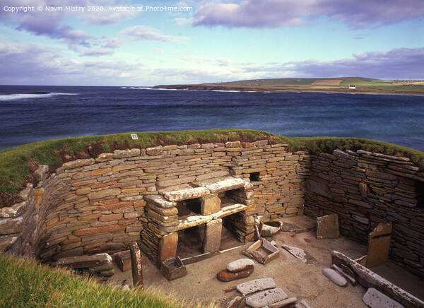 A view of Skara Brae and Bay of Skaill, Orkney, Scotland Picture Board by Navin Mistry