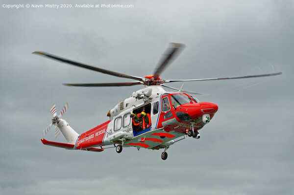 A Coastguard AgustaWestland AW189 Helicopter Picture Board by Navin Mistry