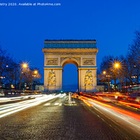 Buy canvas prints of Arc de Triomphe de l'Étoile at night  by Navin Mistry