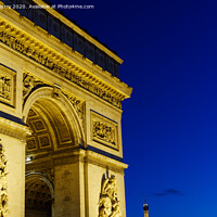 Buy canvas prints of Arc de Triomphe de l'Étoile at night by Navin Mistry