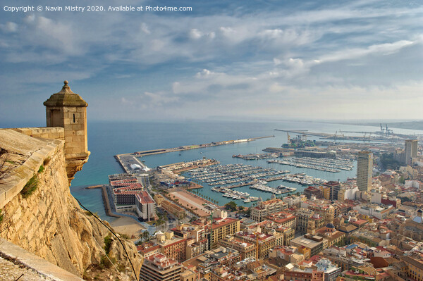 The marina and port of Alicante, Spain seen from El Castillio de Santa Barbara Picture Board by Navin Mistry