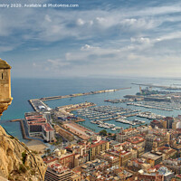 Buy canvas prints of The marina and port of Alicante, Spain seen from El Castillio de Santa Barbara by Navin Mistry