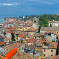 Buy canvas prints of Panoramic Image of Sirmione, Lake Garda, Italy by Navin Mistry