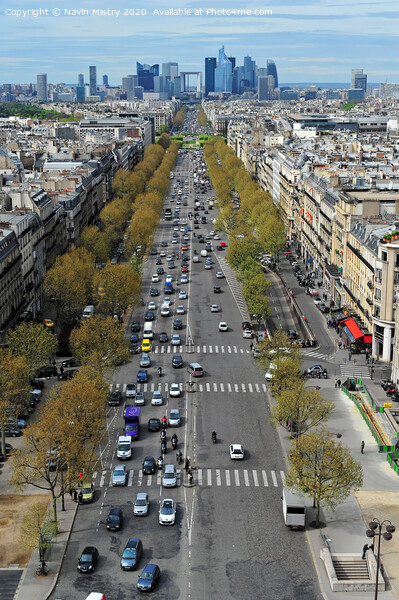 Avenue Charles de Gaulle, Paris (seen from the Arch de Arc de Triomphe) Picture Board by Navin Mistry