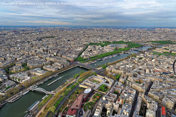 Paris Skyline (taken from the Eiffel Tower) Picture Board by Navin Mistry