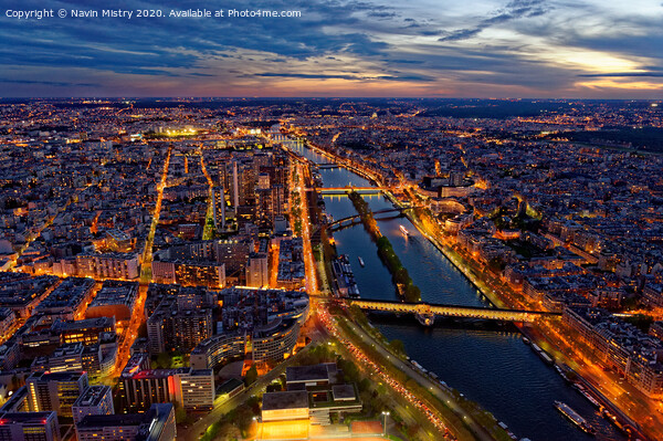 Paris Skyline seen at dusk (from the Eiffel Tower) Picture Board by Navin Mistry