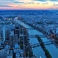 Buy canvas prints of Paris Skyline seen at Dusk from the Eiffel Tower by Navin Mistry