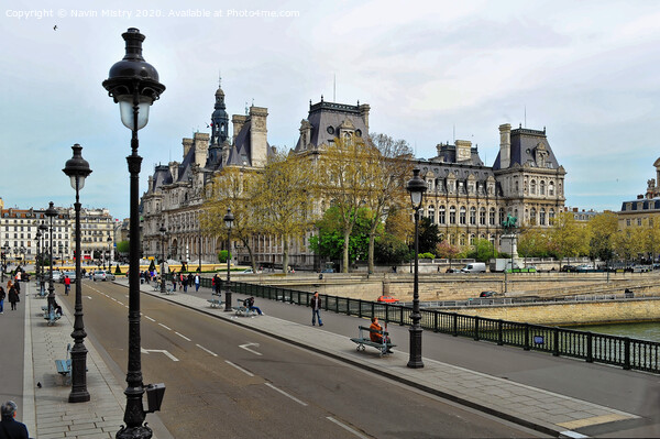 A street scene of Paris with typical Haussmann Buildings Picture Board by Navin Mistry