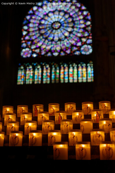 Candles inside Notre Dame Cathedral Paris Picture Board by Navin Mistry