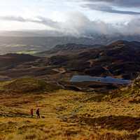Buy canvas prints of Walkers descend from Ben Vrackie, near Pitlochry by Navin Mistry