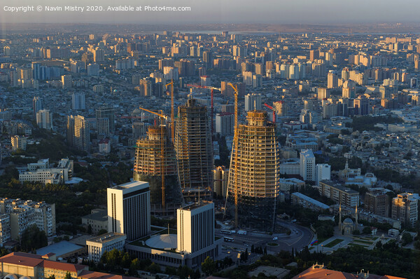 Baku, Azerbaijan, Fairmont Baku, Flame Towers, Construction Picture Board by Navin Mistry